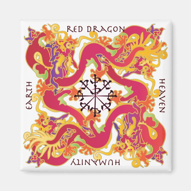 Mah Jongg Red Dragon Magnet (Vorne)