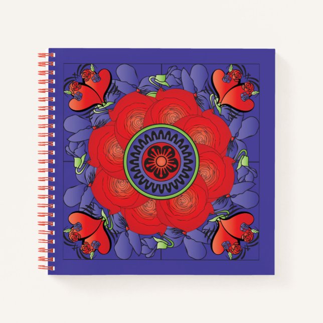 Mah Jongg Rose Notebook Notizbuch (Vorderseite)