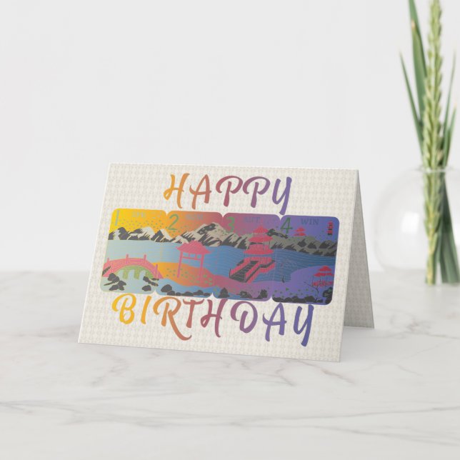 Mah Jongg Seasons Birthday Card Dankeskarte (Vorderseite)