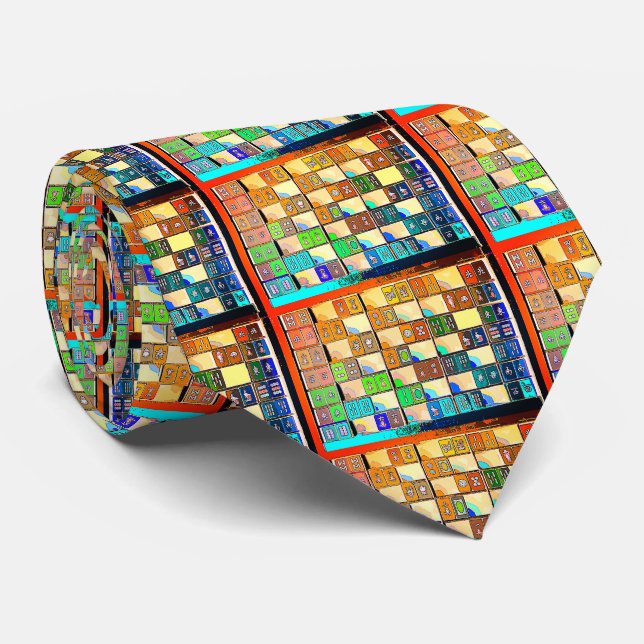 Mah Jongg Small Tiles Necktie Krawatte (Gerollt)