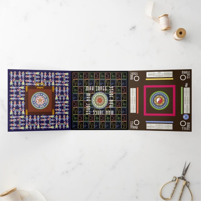 Mah Jongg Squares Trifold Card Dreifach Gefaltete Karte (Innenseite)