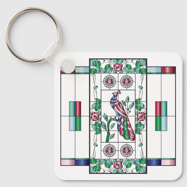 Mah Jongg Stains Glass Schlüsselanhänger (Vorderseite)