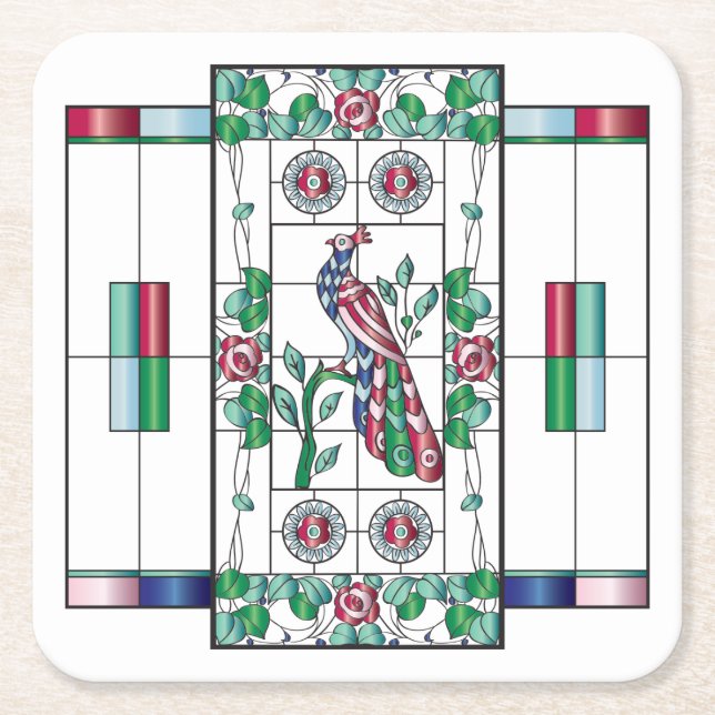 Mah Jongg Stains Glass Untersetzer (Vorderseite)