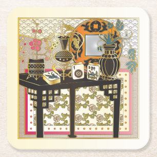 Mah Jongg Table Rechteckiger Pappuntersetzer