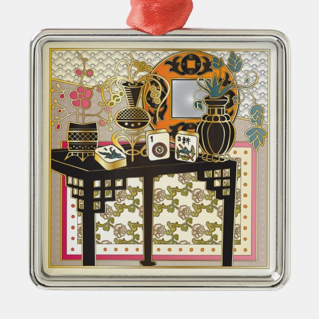 Mah Jongg Table Silbernes Ornament (Vorne)