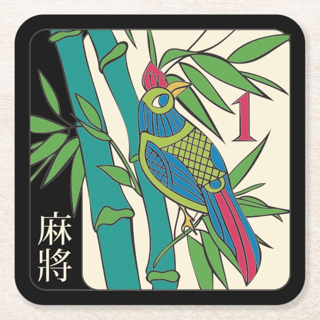 Mah Jongg Tiles Bird Untersetzer (Vorderseite)