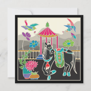 Mah Jongg Tiles Horse Card flach Karte