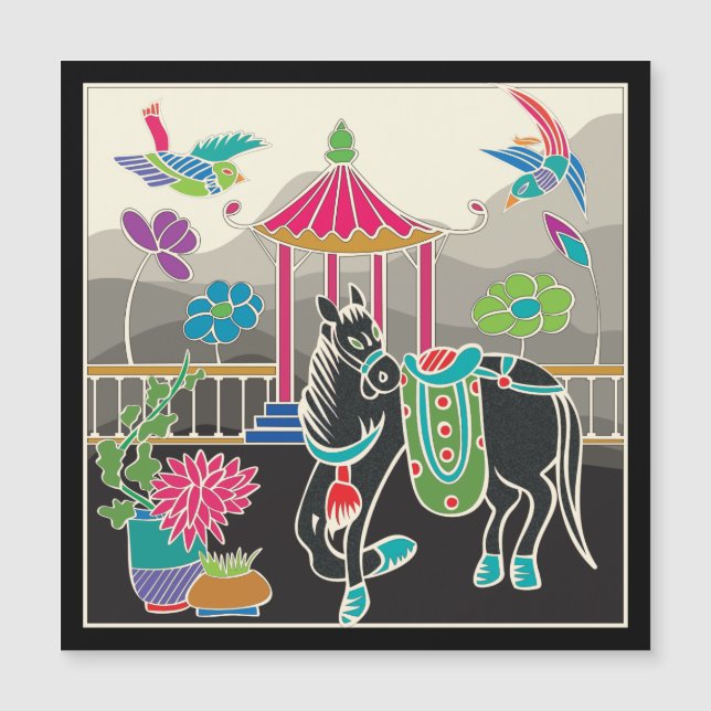 Mah Jongg Tiles Horse Magnet plat (Devant)