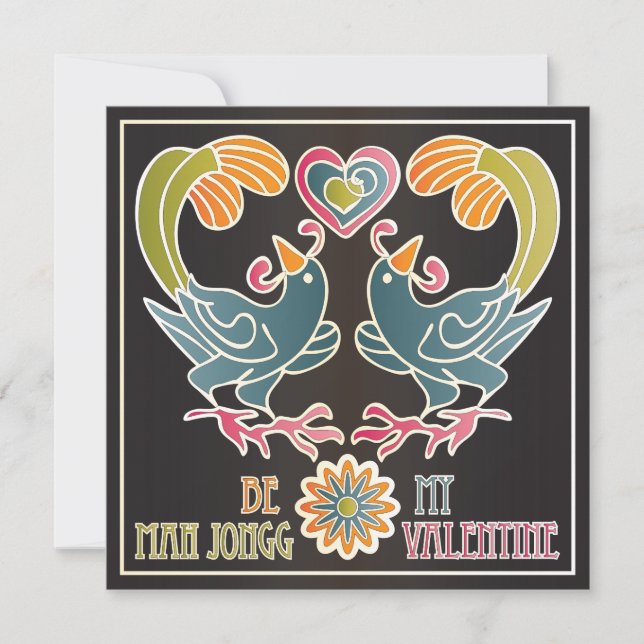 Mah Jongg Valentine Feiertagskarte (Vorderseite)