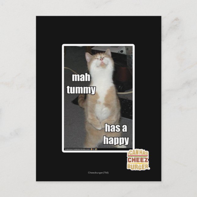 Mah Tummy hat glücklich Postkarte (Vorderseite)