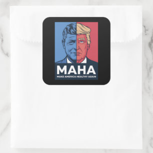 MAHA Mach Amerika wieder gesund Trump 2024 Quadratischer Aufkleber
