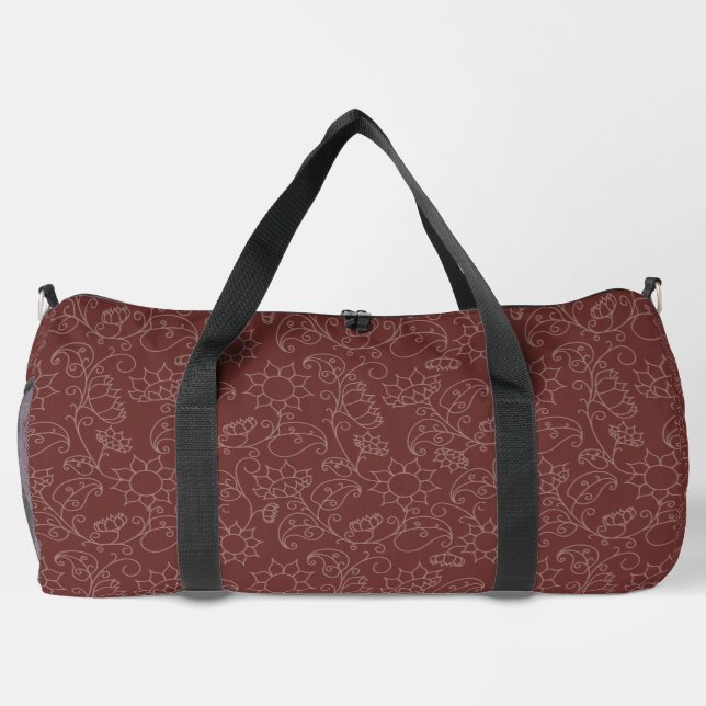 Mahagoni-Blumen-Abstrakt Duffle Bag (Rückseite)