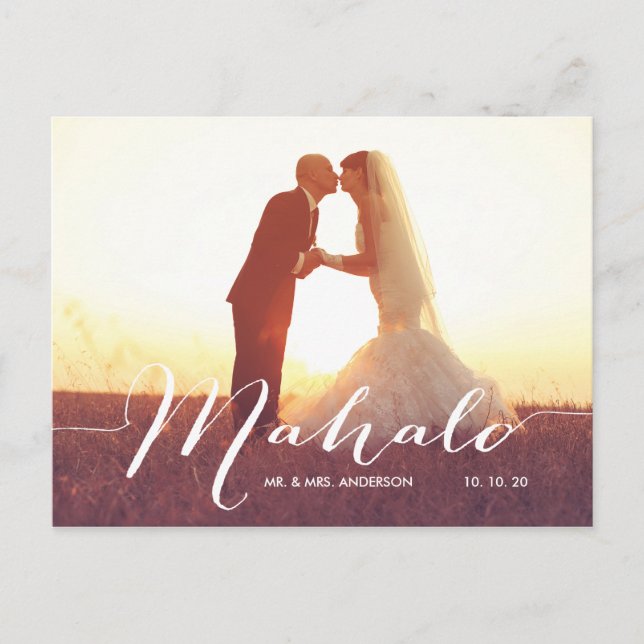 Mahalo 2 Foto Wedding Danke Postcard Postkarte (Vorderseite)