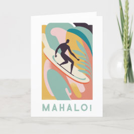 Mahalo carte de remerciements, design de surfer