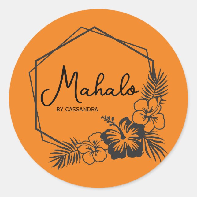 Mahalo danke Ihnen für Ihren personalisierbaren ha Runder Aufkleber (Vorderseite)