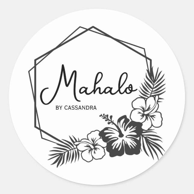 Mahalo danke Ihnen für Ihren personalisierbaren ha Runder Aufkleber (Vorderseite)