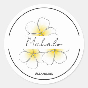 Mahalo Danke Plumeria Aufkleber anpassbar