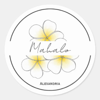 Mahalo Danke Plumeria Aufkleber anpassbar
