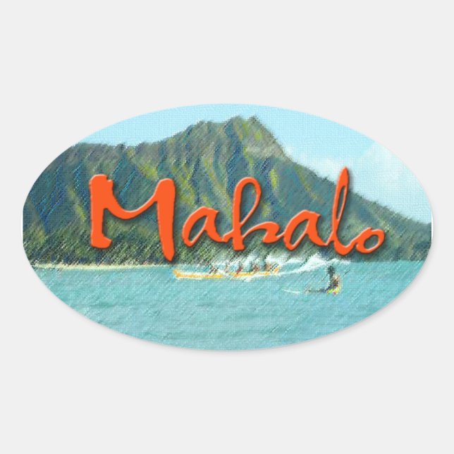Mahalo Diamond Head Ovaler Aufkleber (Vorderseite)