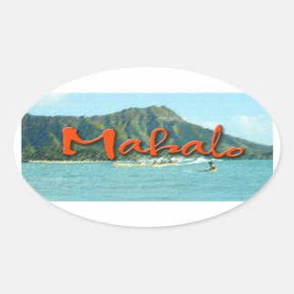 Mahalo Diamond Head Ovaler Aufkleber