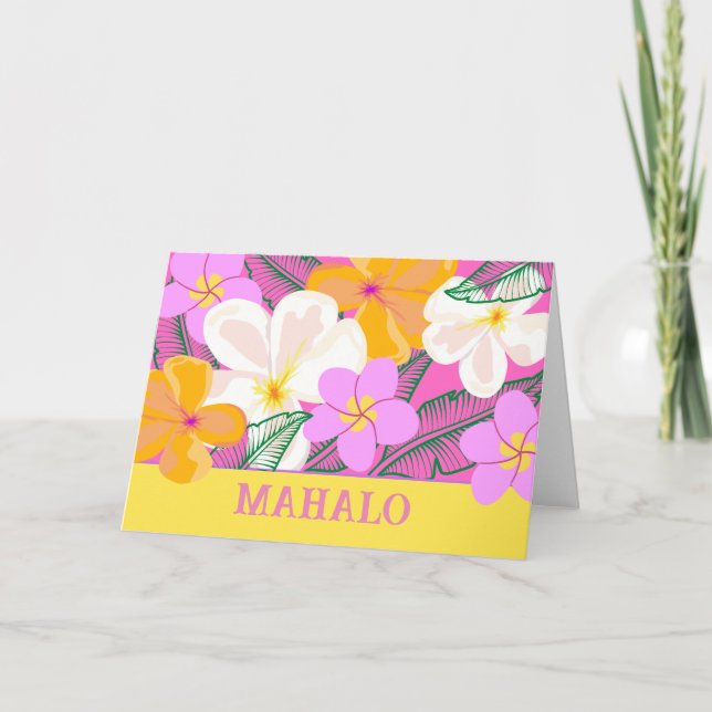 Mahalo Hawaiian Plumeria Tropical Blume Card Karte (Vorderseite)