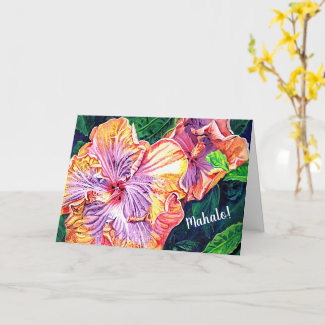 Mahalo Hibiskus Vielen Dank Karte (Gelbe Blume)