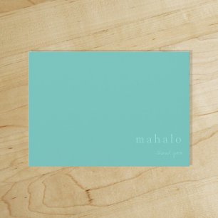 Mahalo   Minimale tropische Türkis-Dankeschön-Kart Dankeskarte