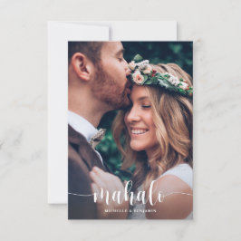 Mahalo Moderne Élégant Merci de mariage Carte phot