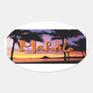 Mahalo Sonnenuntergang-Aufkleber Ovaler Aufkleber