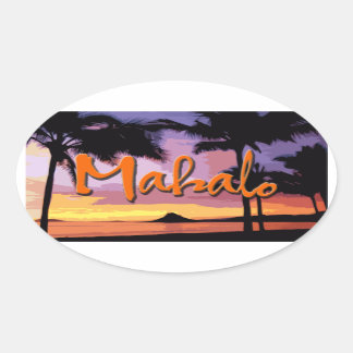 Mahalo Sonnenuntergang-Aufkleber Ovaler Aufkleber