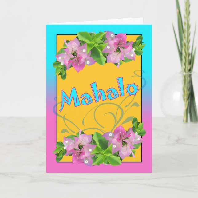 Mahalo Vielen Dank an Sie auf Hawaiisch mit Bougai Karte (Vorderseite)
