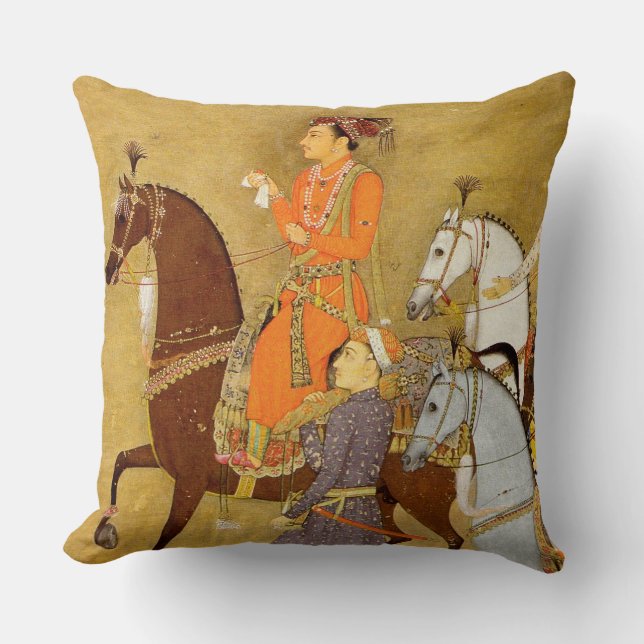 Maharadscha zu Pferd, GoldMughal Wurfs-Kissen Kissen (Vorderseite)