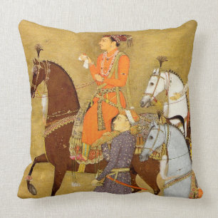 Maharadscha zu Pferd, GoldMughal Wurfs-Kissen Kissen