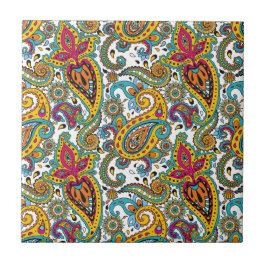 Maharani Königin-Türkis-orange Rot Paisley Fliese
