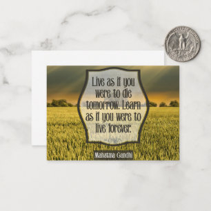 Mahatma Gandhi Inspiration Zitat "Live" Mitteilungskarte