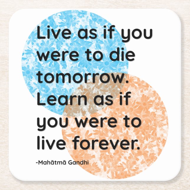 Mahatma Gandhi Live Learn Quotes Rechteckiger Pappuntersetzer (Vorderseite)