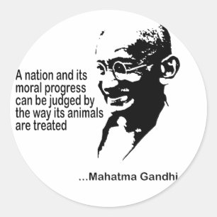 Mahatma Gandhi - Tierrechte Runder Aufkleber