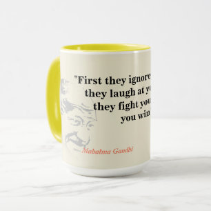 Mahatma Gandhi Zitat zum Sieg Tasse
