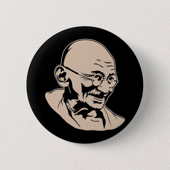 Mahatma- Gandhiporträt-Knopf Button (Vorderseite)