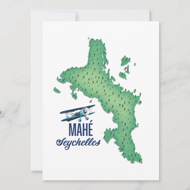 Mahé, Seychellen Vintage Karte (Vorderseite)