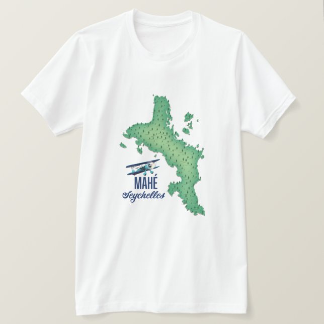 Mahé, Seychellen Vintage Karte T-Shirt (Design vorne)