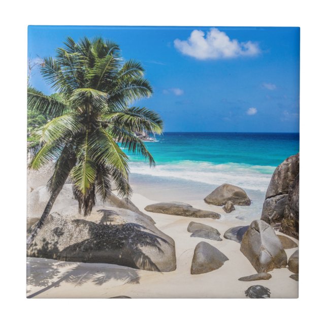 Mahe Seychelles Carana Beach Geschenkposter Fliese (Vorderseite)