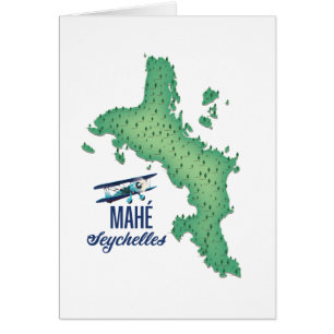 Mahé, Seychelles Carte Vintage