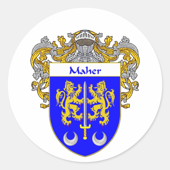 Maher-Wappen (mantled) Runder Aufkleber (Vorderseite)