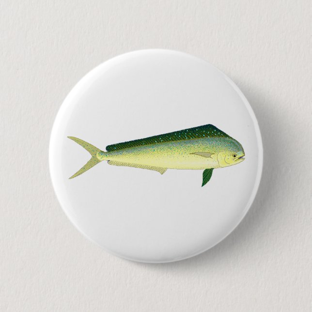 Mahi Mahi - Delphin-Fisch-Kunst Button (Vorderseite)