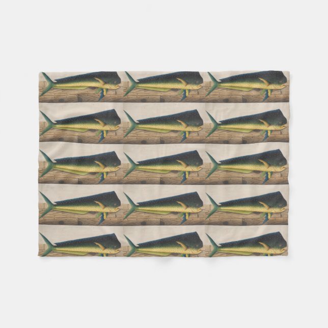 Mahi-Mahi Fischgrafik Fleecedecke (Vorderseite (Horizontal))