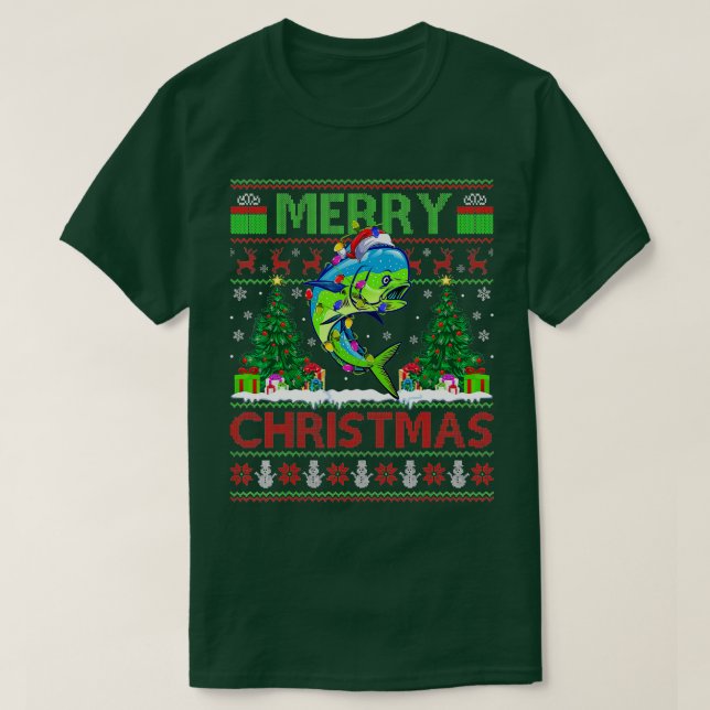 Mahi Mahi Fish Lover Xmas Tree Santa Mahi Mahi Chr T-Shirt (Design vorne)