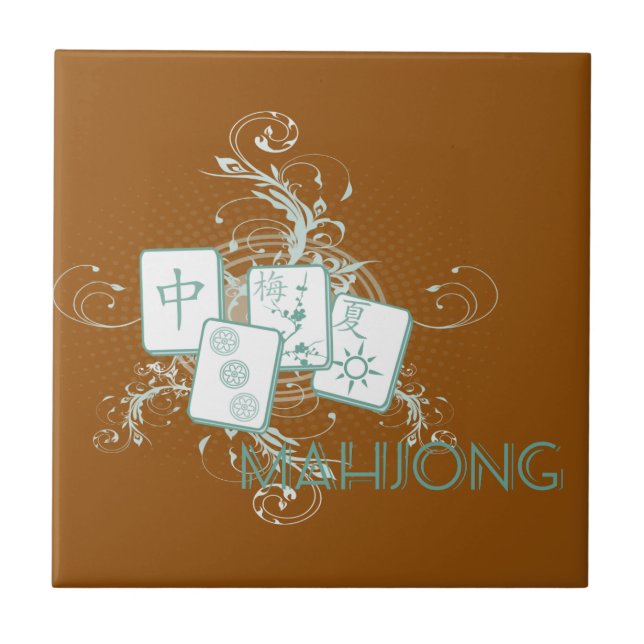 Mahjong blau fliese (Vorderseite)