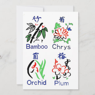 Mahjong Blume Anzug, blau, rot, grün, schwarz auf 