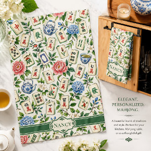 Mahjong Blumen Geschirrtuch Personalisiertes Gastg